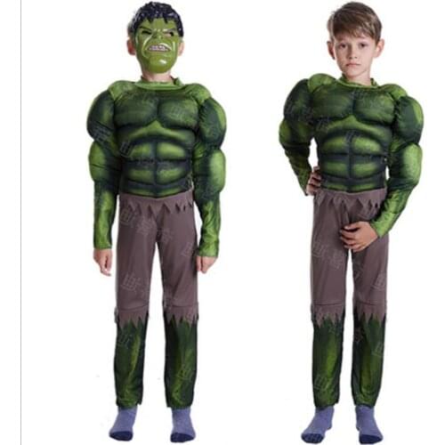New year carnival green the incredible hulk costume endgame muscle halloween costume for kids boys children cosplay
