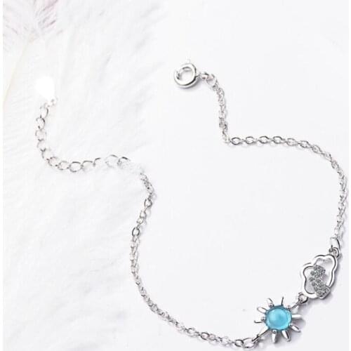 Cloud Fresh Crystal Sweet Sun Stars 925 Sterling Silver Temperament Female Trendy Resizable Bracelets SBR078
