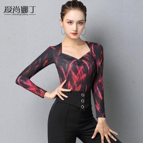Latin dance clothing adult new Latin dance national standard practice long sleeve latin TOP