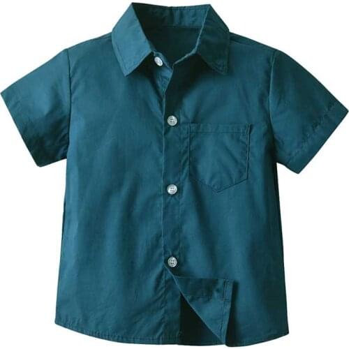 Baby Toddler Clothes Summer Boys Shirts Solid color Short SleeveTurn-Down Collar Kids Shirt For Boys Children Tops