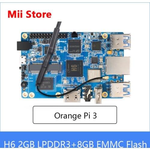 Orange Pi 3 H6 2GB LPDDR3 + 8GB EMMC Flash Gigabyte Ethernet Port AP6256 WIFI BT5.0 4*USB3.0 Support Android 7, Ubuntu Hot board