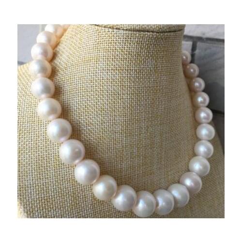 Noble jewelry huge round 12-14mm south sea multicolor round pearl necklace 17.5inch 14k