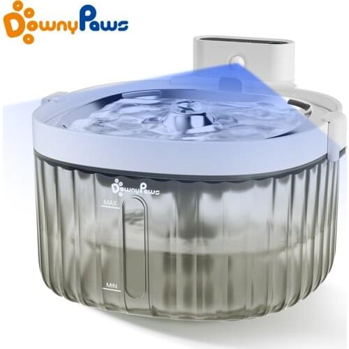 DownyPaws 2L Fountain For Cats Wireless Motion Sensor Automatic Cat Drinker Filtered Dog Water Dispenser Pet Drinking Feeder
