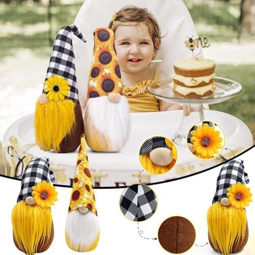 Sunflower Garden Gnome Plush Doll 2 Packs Tomte Scandinavian Handmade Stuffed Gnomes Home Decoration GQ