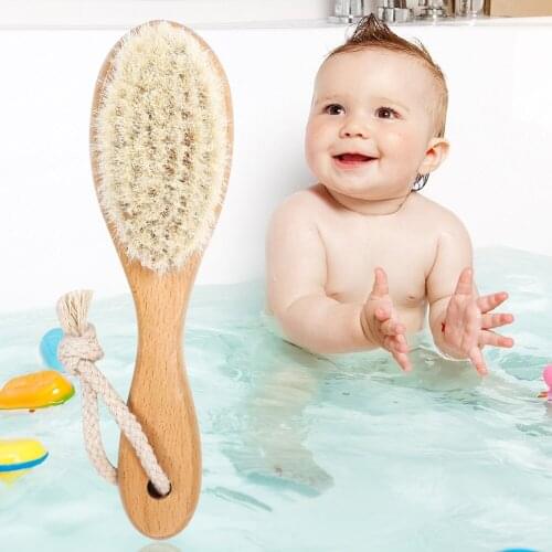 Hairbrush Newborn Hair Brush Infant Comb Natural Soft Wooden Bristle Brush Easy Hang Comb Hair Care Promote Blood Flow