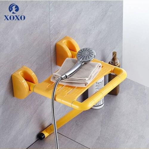 XOXO Wall Mounted Shower Seats noctilucence Chairs For Elderly Shower Seat Wall Mounted Folding Stool Toilet Shower Chair FS04