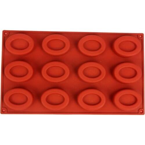 DIY Silicone Cake Mold 12 Lattices Oval Shaped Cookies Mold Chocolate Mold Handmade Soap Mould K257