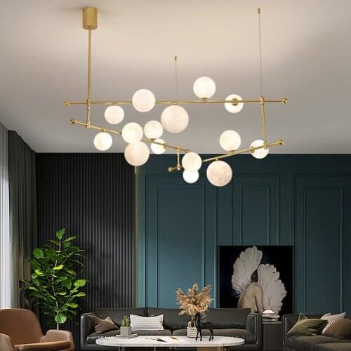 Modern Glass Bubbles chandeliers Restaurant long chandelier Rotatable Cord Adjustable G9 Black Gold Iron stair chandeliers