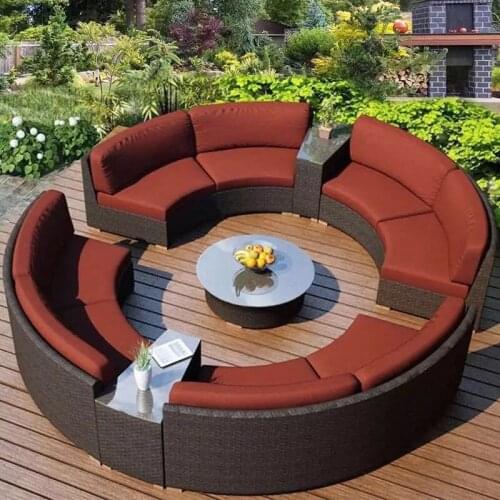 Outdoor Rattan round Ring Rattan Chair Combination Sofa Hotel Balcony Living Room Courtyard Garden Rattan Rattan Strip Sofa