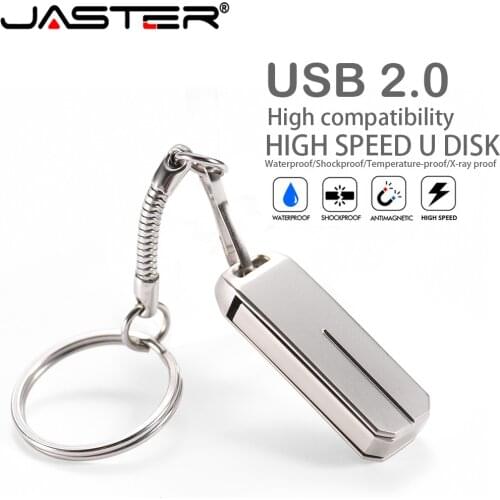 Stainless Steel Brand New JASTER USB Flash Drive 64GB 32GB Pen Drive 16GB Pendrive Waterproof Silver Memory Stick Business Gift