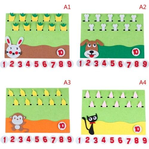 Felt Cartoon Card For Children Early Teaching Kids by Hands Study Math The Numbers Add and Subtract Felt Craft Math Toys