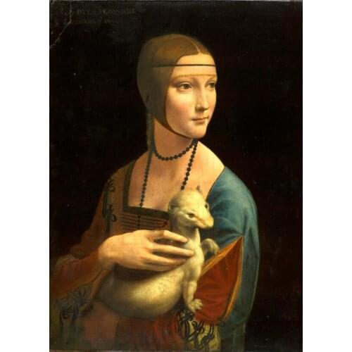High quality Oil painting Canvas Reproductions The Lady with an Ermine by Leonardo Da Vinci Painting hand painted