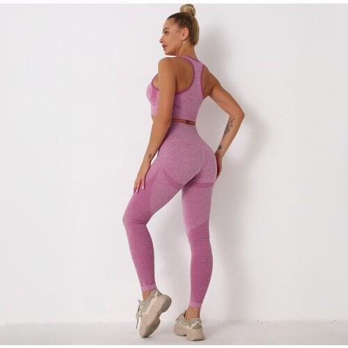 2021 Seamless Suit Set Sportwear Workout Vest Bra Elastic Peach Hip Leggings Pants Women Gym Yoga Two Pieces Sorts Sets Outfits