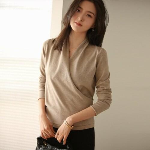 Wrap Over Sweater Women Elegant Wrapped Sweaters Knitted