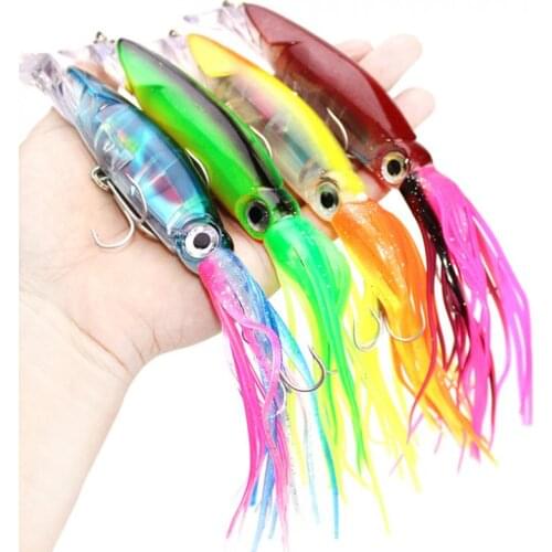 1pcs 14cm 40g Fishing Lure Simulation Octopus Squid Beard Minnow Artificial Bait Fishing Tackle with Treble Hook