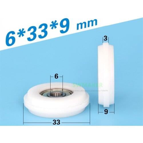 10pcs 6*33*9mm cam for door and window, POM polyformaldehyde wrapped rolling wheel, cam nylon roller for grooved track