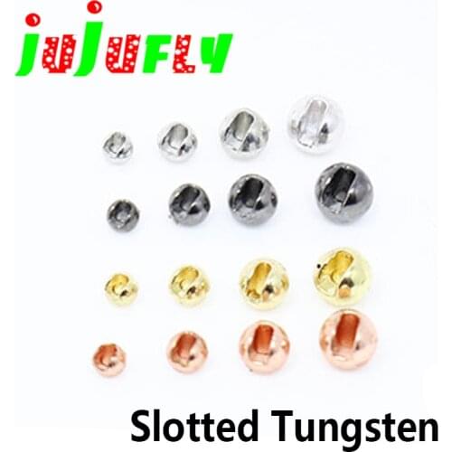 Hot sale 20pcs pack fly tying slotted tungsten beads fly fishing jig hook nymph 4sizes round head beads fly tying materials