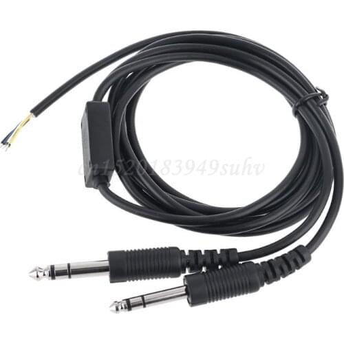 200cm DIY Aviation Headset Dual-plug Aircraft Headphones Replacement Cable Line