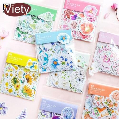 45 Pcs/Lot Beautiful Flowers Plants Paper Sticker DIY Decorative Diary Scrapbook Planner Stickers Kawaii Stationery Papeleria