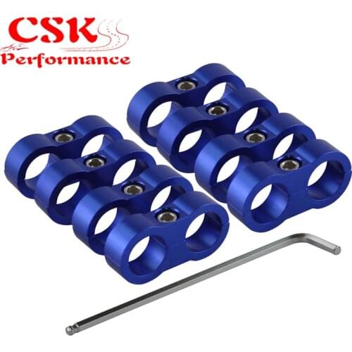 8pcs AN10 19mm Braided Hose Separator Clamp Fitting Adapter Bracket Black/Blue/Red/Silver