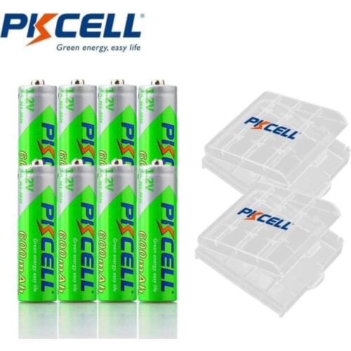 8Pcs PKCELL NIMH AA Rechargeable Battery Precharged LSD aa Batteries 600mAh For Camera Toys 1200times cycles and 2pcs box case