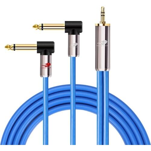1/8'' 3.5mm Male to Double 1/4‘’ TS Mono 6.35mm Male Audio Cable for Mixer Console Amplifier Home Stereo Systems Y Splitter Cord