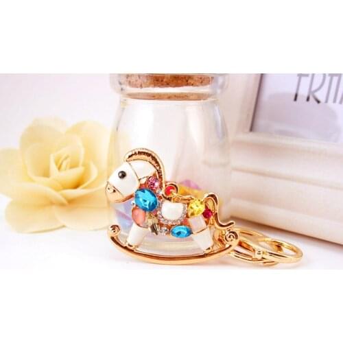 Free shipping 30pcs/lot rhinestone trojan horse keychain purse hanger bay showers birthday party favors and gifts souvenirs