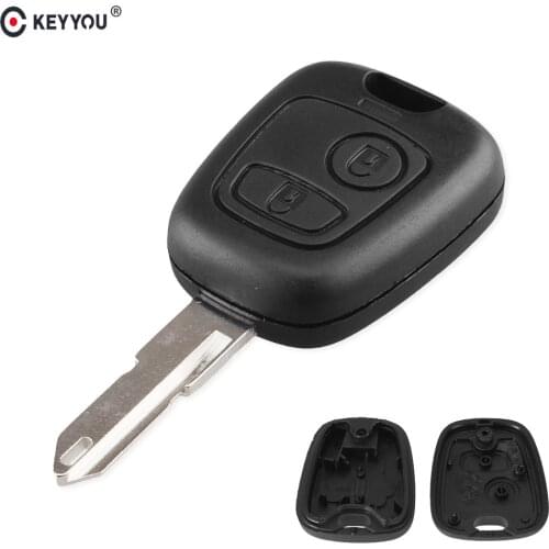 KEYYOU Car Key Fob Case for Peugeot 106 206 306 406 Key Shell 2 Button Car Replacement Key Shell Cover Remote Key Car Case