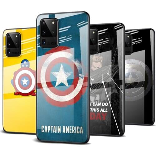 Tempered Glass Cover Captain America Shield For Samsung Galaxy S20 FE S10e S10 S9 S8 Ultra Plus Lite Plus 5G Phone Case