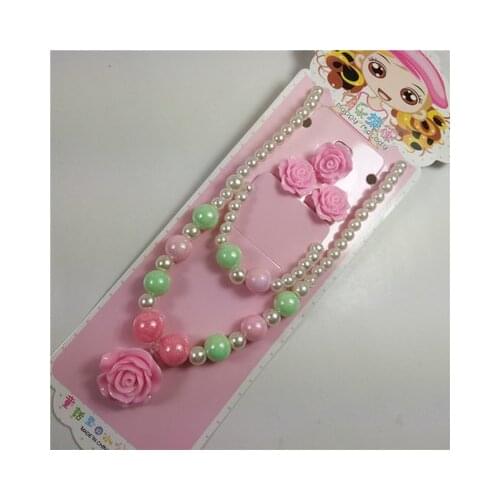 Childrens Rose Necklace Bracelet Set of 4 Childrens Day Birthday Gift Set Girls Princess Jewelry