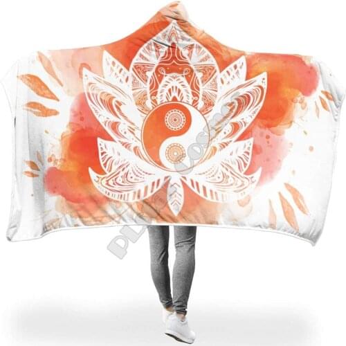 Yoga Lotus Smooth Hooded Blanket 3D Printed Wearable Blanket Adults men women kids Boy Girl Blanket style-3