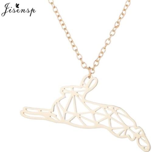 Jisensp Simple Fashion Origami Rabbit Necklace Lovely Running Bunny Pendants Necklaces Animal Jewelry for Women Gifts 2019