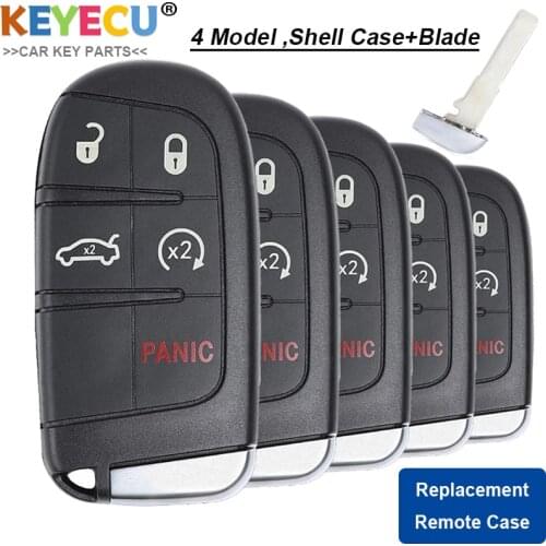 KEYECU 5PCS Smart Remote Car Key Shell Case for Jeep Compass Renegade, for Fiat 500 500X 500L, Fob 3 4 5 Button - M3N-40821302
