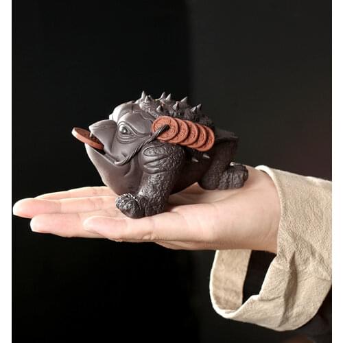 Chinese Tea Pet Zisha/Purple Clay Tea Pet Tea Tray Accessories Handmade Frog Tea Pet for Kungfu Tea Tray Gift for Tea Lovers