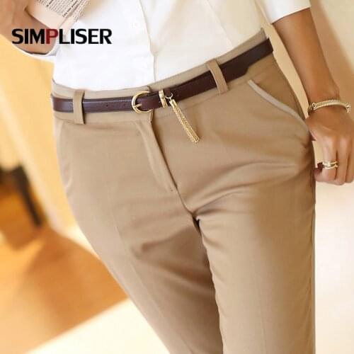 Suit Pants Women Office Lady Work Wear Trousers Khaki Black Beige Business Formal Pantalon High Waist 2020 Spring Autumn