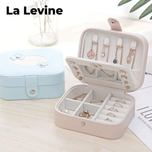 Leather Jewelry Box Portable Trinket Storage Container Ring Necklace Earring Bracelet Organizer Brooch Hair Accessories Bin
