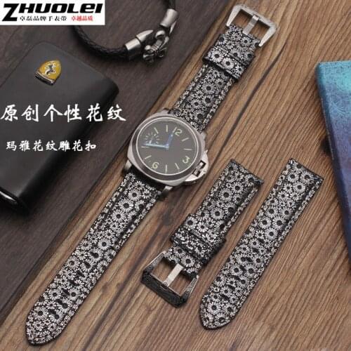 22MM 24MM 26MM vintage pattern dermal strap for Panerai PAM111 PAM00389 Watch