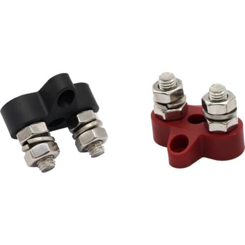 Red & Black Junction Block Power Post Set Insulated Terminal Stud M8