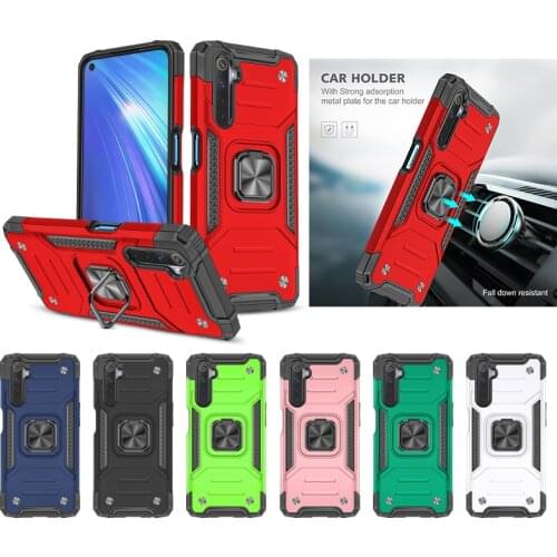 Magnetic Metal Finger Ring Holder Armor Shockproof Case For OPPO Realme 6 5 5i 6i C3 C11 Soft TPU Hard PC Protective Back Cover