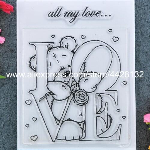 Bear Love Heart all my love Scrapbook DIY photo cards rubber stamp clear stamp transparent stamp 11x14cm 9012081
