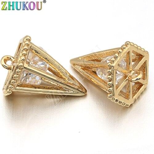 10*15mm Brass Cubic Zirconia Fashion Charms Pendants DIY Jewelry Findings Accessories, Hole: 1mm, Model: VD269