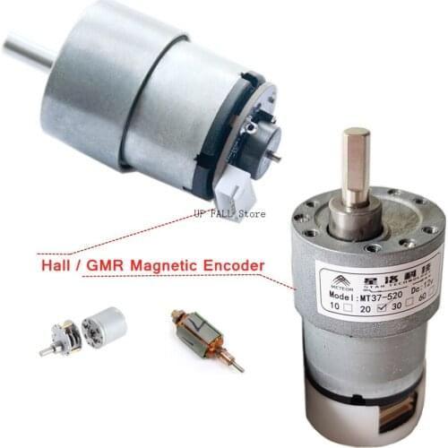 Hall/GMR Encoder DC Geared Motor 12V Photoelectric Speed Measurement Smart Car DIY Compete Machine