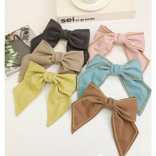 Solid Color Chain design Hairband Bow Knot Cute Headbands Vintage Fashion Women Girls Hair Accessories Candy Color Headdress