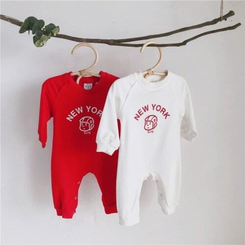 Autumn New Baby Girls and Boys Long Sleeve Letter Printed Cotton Bodysuit