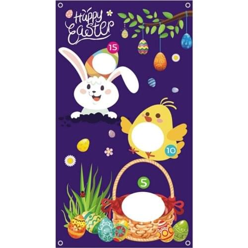 Easter Toss Game Banner with 3 Bean Bags Indoor Outdoor Throwing Bean Bags Games for Kids Adults Family Banner