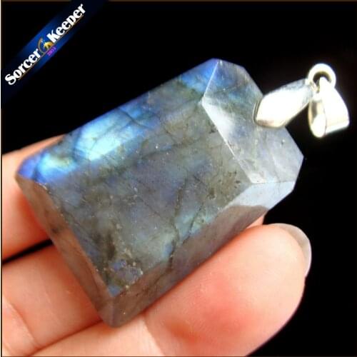 High Quality Big Natural Blue Flash Labradorite Stone Beads Pendants Necklaces Wholesale Bijoux Necklace For Mens Jewelry SS957