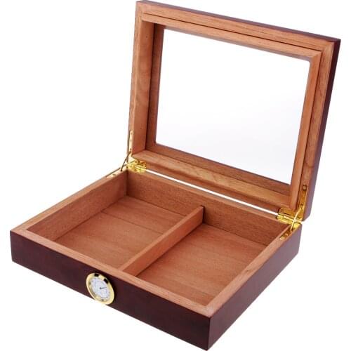 Portable Spain Cedar Cigar Case Wood Travel Cigar Humidor Set with Humidifier and Hygrometer Brown Storage Box #4