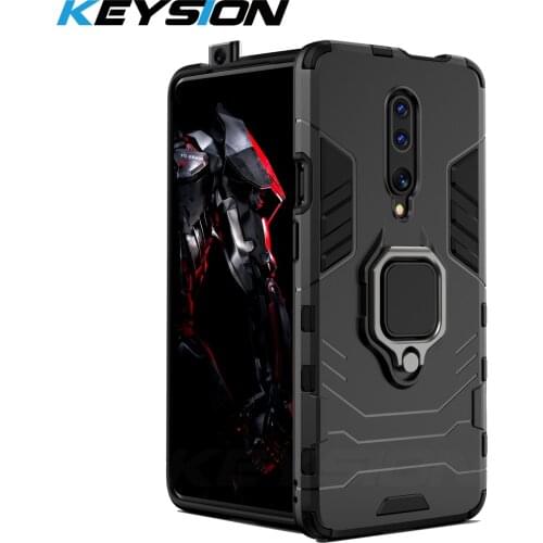 KEYSION Shockproof Armor Phone Case For Oneplus 7 Pro Stand Holder Car Ring Cover for Oneplus 7 pro Back TPU+PC Magnetic Case