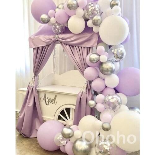 Ohoho Macaron Pastel Balloon Arch Garland Kit Purple White Wedding Engagements bridal shower Decoration