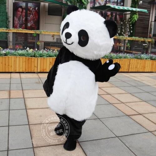 Hairy Panda Fursuit Mascot Plush Cartoon Doll Performance Prop Costume Halloween Costumes for Women and Man